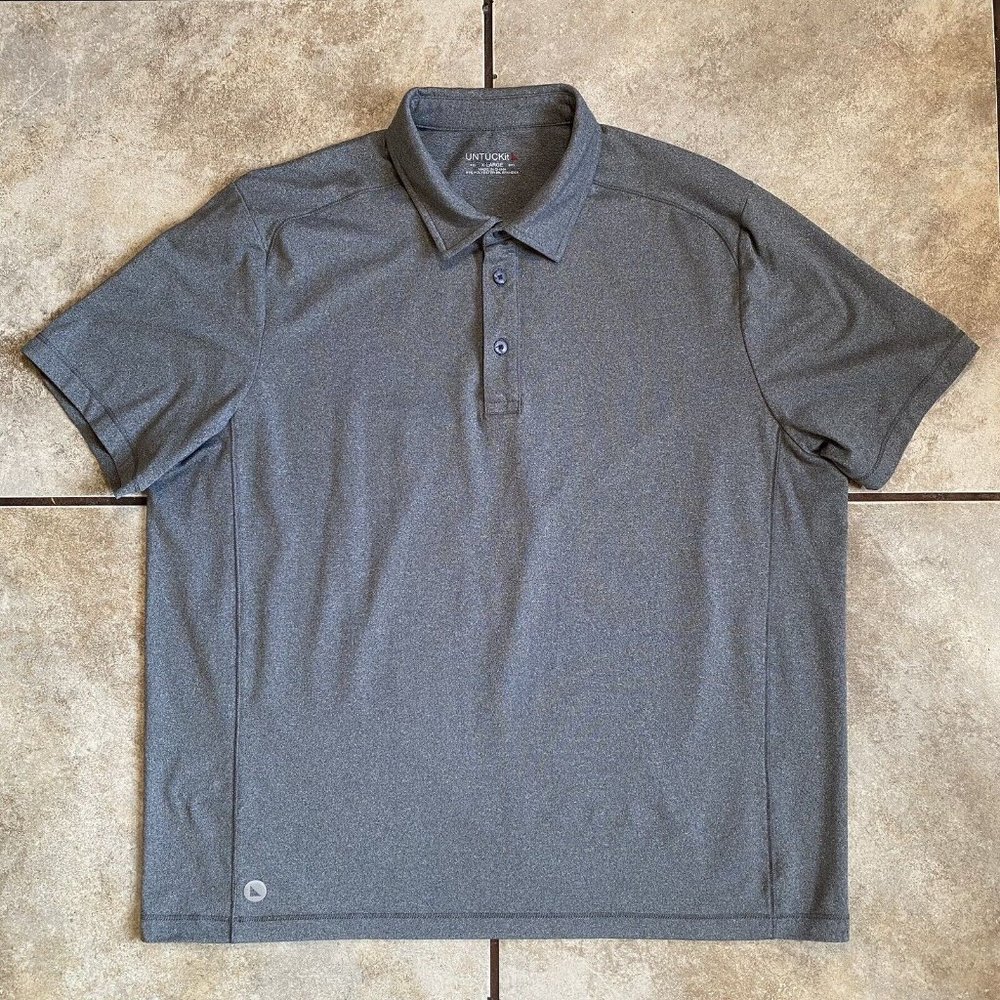 Untuckit Men’s Shirt Size XL Polo Short Sleeve Gray Stretch Soft